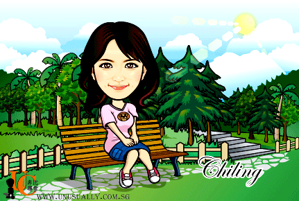 Digital Caricature Drawing - Female In Garden Theme